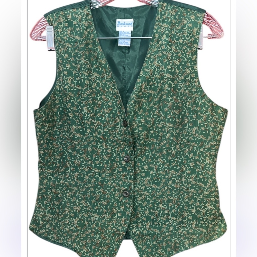 Vintage Silk Green Vest by Backroad Blues S